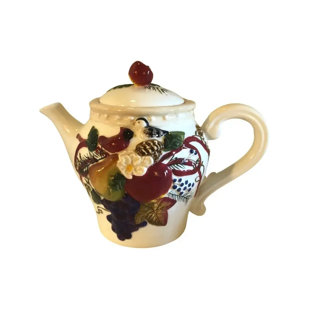 Bella Casa by Ganz, Christmas fruit & birds, Tea Set